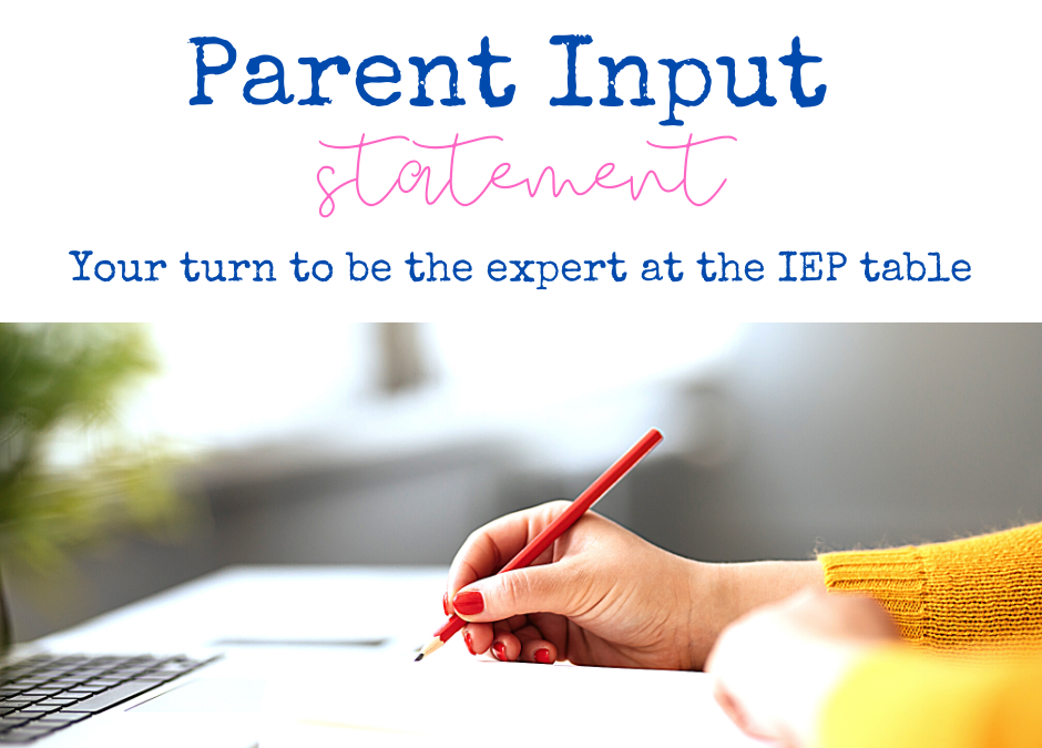 You are the EXPERT at the IEP Table, Parent Input Statements